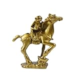 ILEWEI Feng Shui Monkey Riding Horse Statue Set Figurines with Official Seal in Monkey’s Hand Products Brass Handmade Table Art Home Decor Wealth Gift Collectibles