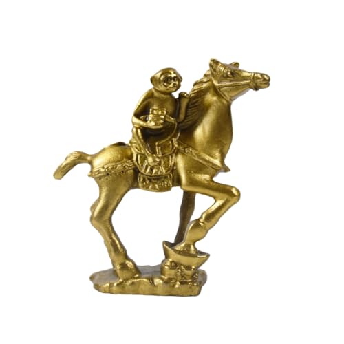 Estatua de Mono Feng Shui Montando Caballo en Bronce