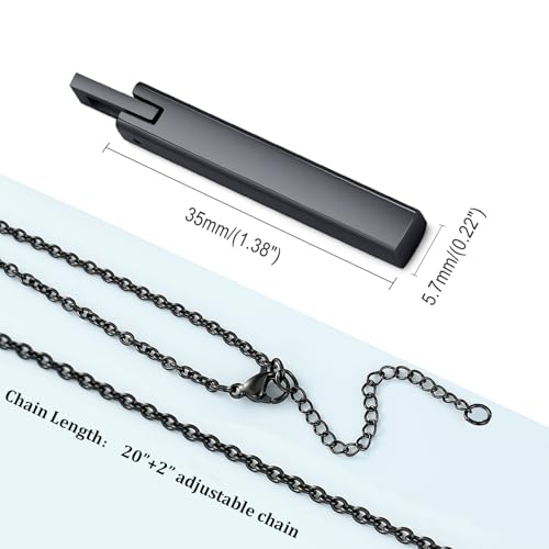 RIPFEVURN Bar Cremation Urn Necklaces for Ashes for Women Men Cube Stainless Steel Cremation Jewelry Human Ashes Holder Memorial Keepsake Pendant2