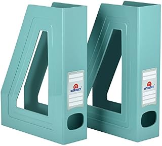 Acrimet Magazine File Holder, Durable Rack, Space-Saving Organizer (Plastic) (Solid Green Color) (2 Pack)