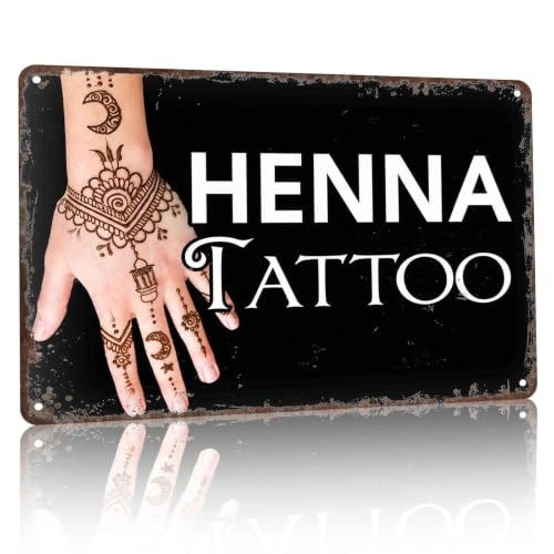 Henna Tattoo Metal Sign 8x12 Inch for Tattoo Studio Wall Decor