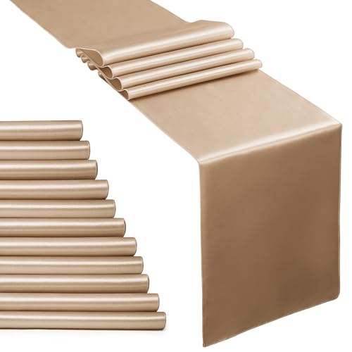 Chemin de table en satin taupe lot de 12 pour sublimer facilement vos tables - 2