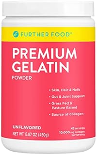 Further Food Premium Gelatin Powder | Grass-Fed, Pasture-Raised, Non-GMO, Paleo, Keto | Unflavored, Excellent Source of Collagen | Pure Beef Gelatin Powder (16 oz.)