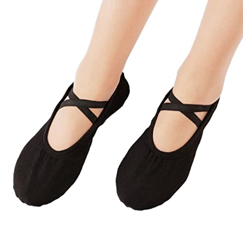 Meninas Ballet Shoes, Lona Split Leather Sole Sapatos de Dança para Crianças Mulheres Yoga Ginástica