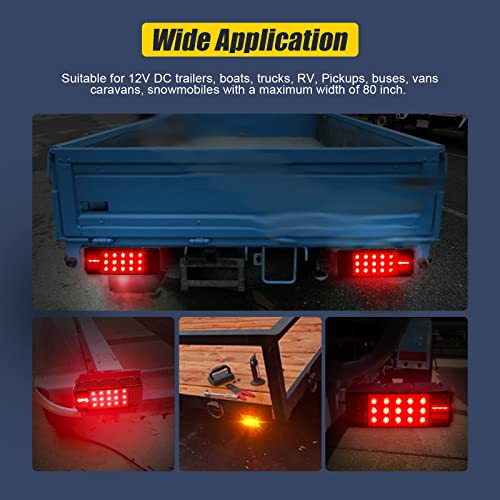 Exerauo Boat Trailer Lights, Led Trailer Lights Submersible Kit, Brake Stop Turn Tail Combo 25Ft Trailer Wiring, Trailer Light Kit For 12V Utility Trailer Boat Truck Rv Snowmobile #TOP6