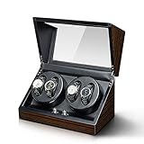 Scatola Porta Orologi Automatica per Orologi da Uomo/Donna Vetrina per Orologi con Motore Silenzioso Cuscino per Orologio Flessibile Guscio in Legno Vernice per Pianoforte Esterno, 4+0