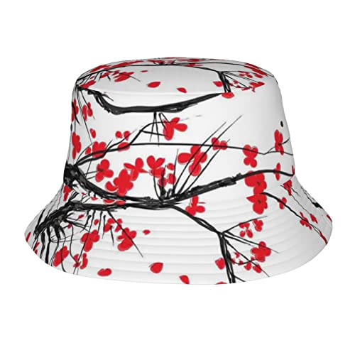 TRESILA Chapeau bob unisexe, chapeau de pêcheur de voyage | Libellule | Casquette d'été tendance pour homme et femme, Cerisier japonais, taille unique