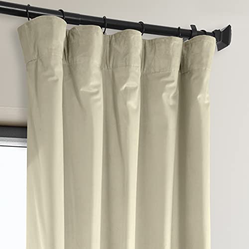 Image of HPD Half Price Drapes Signature Plush Velvet Blackout Curtains for Bedroom (1 Panel), 50W X 84L Hotel Black Out Curtains for Living Room, Thermal Insulated Blackout Curtains for Windows, Angora Beige