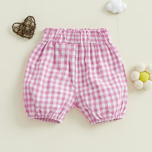 Toddler Baby Boy Girl Shorts Gingharm Plaid Shorts Summer Casual Bow Elastic Waist Pants Baby Bottoms Summer Outfit3