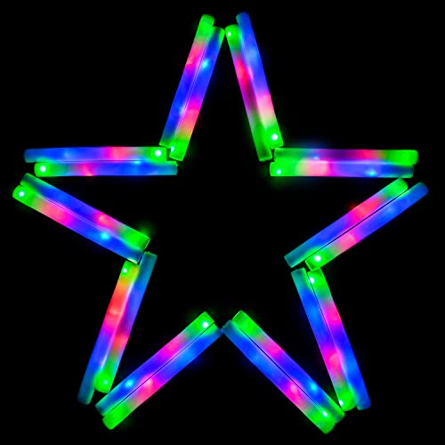 Nuolifee Glow Sticks Bulk - 100 Pcs Foam Glow Sticks with 3 Modes Flashing Changing,Glow Sticks Party Pack for Kids,Raves,Birthday,Wedding,Christmas,Halloween,New Years,Children Toy
