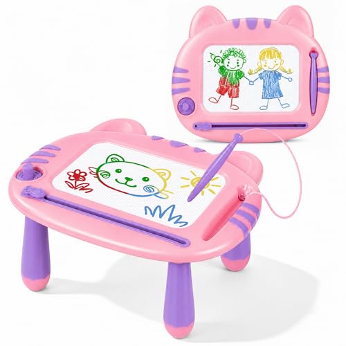Image of Hirger Magnetic Drawing Board: Toddler Girl Toys Age 1-3, Doodle Pad Learning Educational Toys for 1 2 3 Year Old, Birthday Gift for Babies 12 Month+