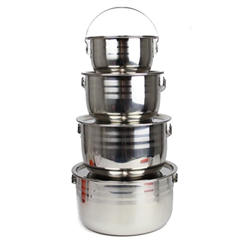 Wealers Stainless Steel Outdoor Pots/Cookware, Select-A-Size, Pot Set is Great for Camping, Hunting