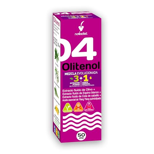 Novadiet - OLITENOL+ACEITE ESENCIAL YLANG YLANG con Extracto fluido de Olivo, Espino Blanco, Cola de caballo y Aceite Esencial de Ylang Ylang - Regulación de la Presión Sanguínea - Envase de 50 ml