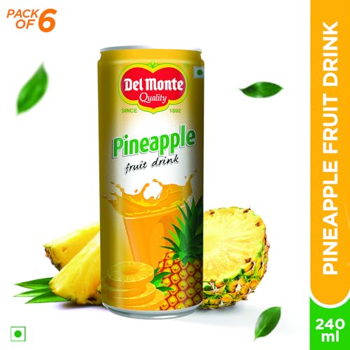Image of Del Monte Pineapple Fruit Drink (Pack of 6) - Tropical Taste, Real Pineapple Crush, Perfect for Cocktails & Mocktail | No added Preservatives