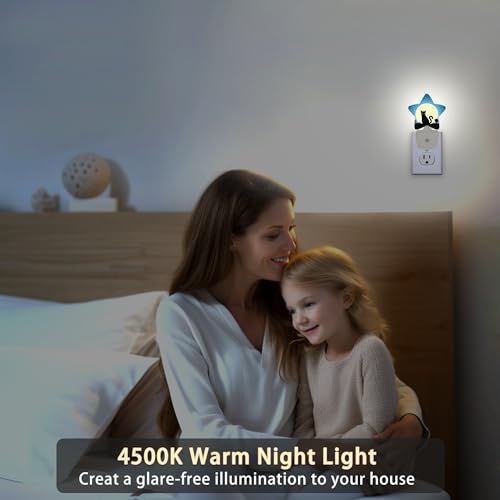 Image of Halloween Black Cat Moon Night Light,Dusk to Dawn Smart Sensor Nightlight for Bedroom Bathroom Kitchen Hallway Stairs Hallway,Plug-in,Energy Efficient Decor Desk Lamp Gifts