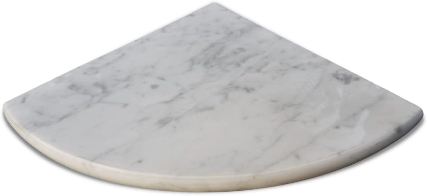 Italian Marble Corner Shelf - Shower Soap Dish - 8" Natural Stone Bathroom Caddy - Bath Wall Shampoo Holder (Carrara Bianco)