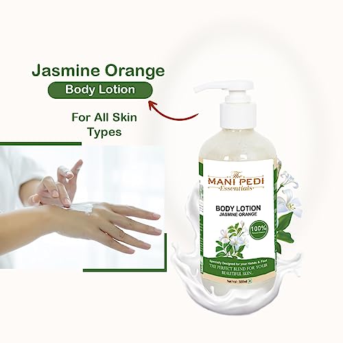 Image of THE MANI PEDI ESSENTIALS Jasmine & Orange Body Lotion for Men & Women with SPF 30 for Normal, Dry & Sensitive Skin | for Intense Hydration & Deep Moisturization - 300 ml