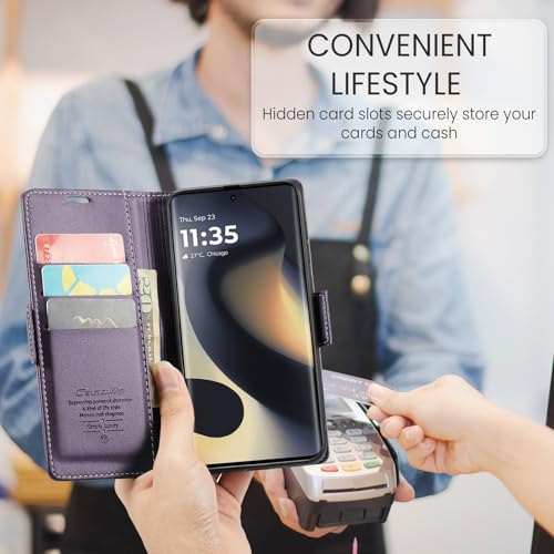 Taneny Wallet Case for Moto Edge 2025, PU Leather Magnetic Flip Case with RFID Blocking Card Holder Kickstand for Women Men, Shockproof Durable Protective Phone Cover for Motorola Edge 2025 (Purple) - image 5