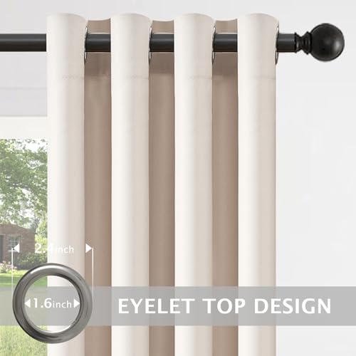 MRTREES Blickdichter Vorhang Ösen Vorhängeverdunkelung Wohnzimmer Modern, Thermo Vorhänge Beige Gegen Kälte und Hitze… – Ansicht 2