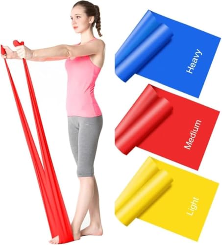 Resistance Bands Set [Set of 3] 1.5M/4.9ft Skin-Friendly Exercise Bands with 3 Resistance Levels,Workout Bands Set for Women Men,Ideal for Yoga,Gym,Fitness (MULTI-COLOR)) ((SET OF 3 (MULTI-COLOR))