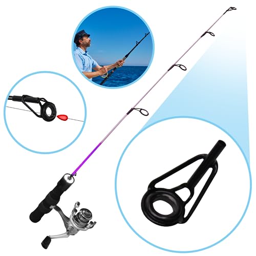 Foto von OusSee 8 Stück Rutenspitzen Reparaturset, Edelstahl Ersatz Rutenspitze Angelrute Reparatur Zubehör Kit Keramik Angelrutenführung Führungsringe für Süßwasser Salzwasser Angelliebhaber (Schwarz)
