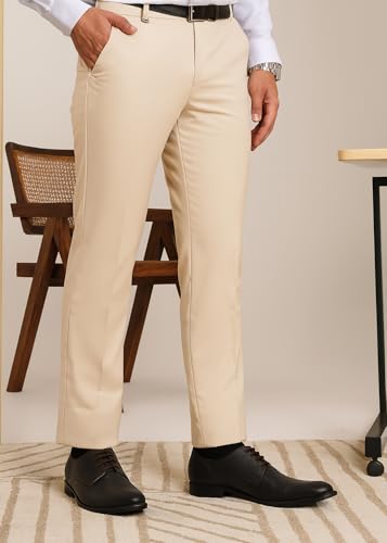 Image of SaintX Men's Premium Stretchable Formal Trouser with Techno Flex Waistband | Slim Fit Pants | Italian Design | Office Wear /Executive Wear