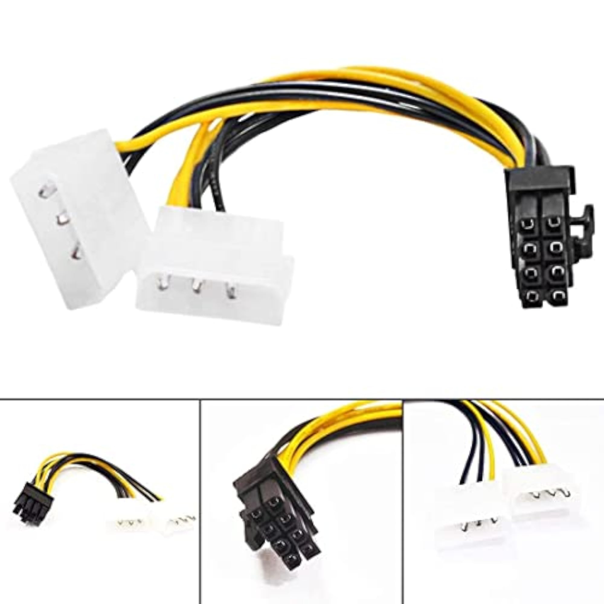 Dual 4Pin to 8Pin PCI Express Power Cable, Pack of 2