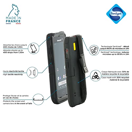 Etui Mobilis kompatybilne z terminalem Honeywell CT40XP/CT40, wzmocnione etui ochronne wyprodukowane we Francji, listwa wejściowa i uchwyt na długopisy, kompatybilne akcesoria do ładowania, czarny