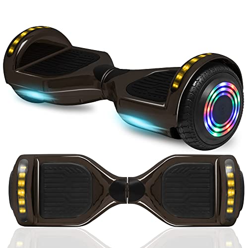 cho New Hoverboard Electric Smart Self Balancing Scooter with Built-in Wireless Speaker 6.5“ LED Wheels and Side Lights Safety Certified (Chrome Black)
