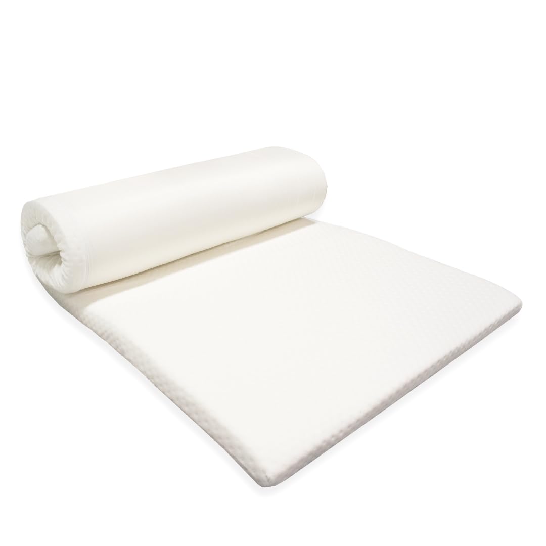 Schaumstoffplatte mit Bezug, Polster, Matratze Auflage, Topper – Schaumstoff für DIY-Projekte z.B. Sitzpolster oder Haustierbett, 180 x 200 cm, Höhe 4cm