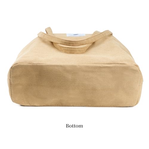 Image of Corduroy Tote Bag Cute Tote Bags for Women Shoulder Bag with Inner Pocket for Work Beach Travel and Shopping Grocery