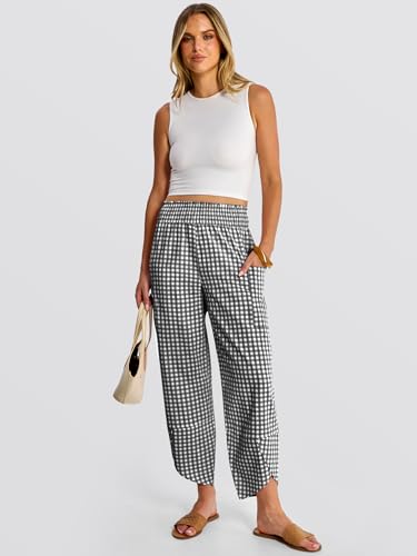 Image of ANRABESS Womens Wide Leg Palazzo Capri Pants 2026 Summer Casual High Waisted Barrel Lounge Flowy Cropped Beach Work Trousers