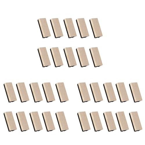 Borrador de fieltro de lana con base de madera natural para pizarras escolares, pack de 30