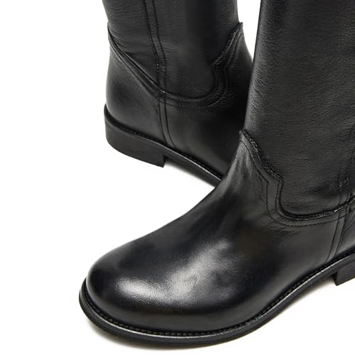 Mid Calf Boots for Women Round Toe Pull on Chunky Heel Fall Boots Riding Boot Comfortable Low Heel Shoes4