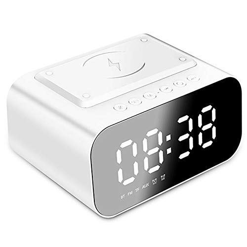 Radio-Wecker, hochwertiger Bluetooth 5.0 FM-Lautsprecher mit kabelloser Lade- und USB-Ladefunktion, digitaler LED-Wecker Home Decration