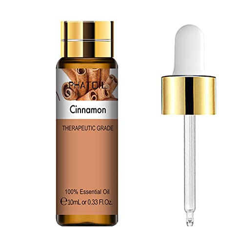 Huiles Essentielles Cannelle 10 ml, PHATOIL Huile Essentielle pour Diffuseur 100% Pure Naturelle, Huile de Parfum Grade d'Aromathérapie pour Relaxation, Sommeil, Massage Cover