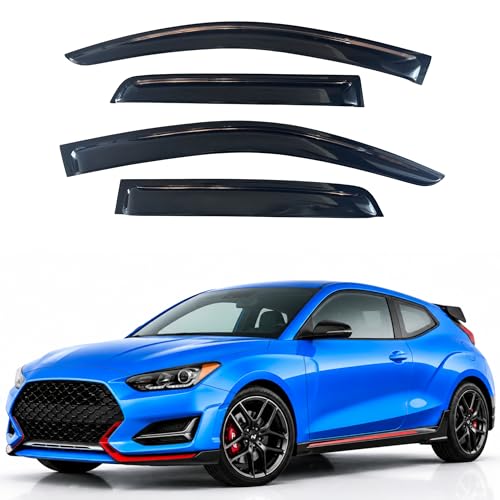 Image of IG Window Visors Fit for 2019-2022 Hyundai Veloster N, Out-Channel Rain Guards Vent Wind Deflectors 4PC, Car Accessories for 19-22 Veloster N