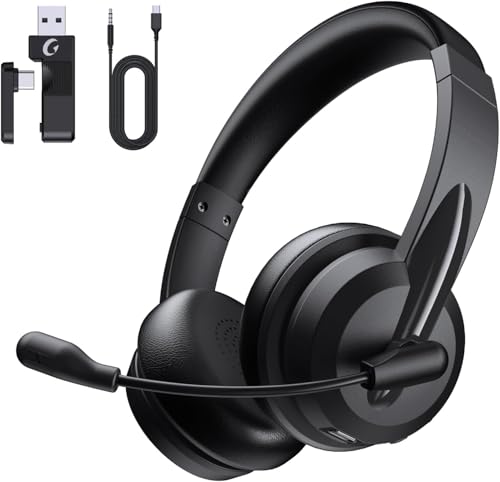 syndesmos Headset mit Mikrofon Bluetooth, Verstellbares Kopfband Headset PC, Unterstützt 2,4 G/Bluetooth V5.3/Kabelgebundene Verbindung, für Telefon, Tablette, CallCenter, Büro, Treffen, Geschäft