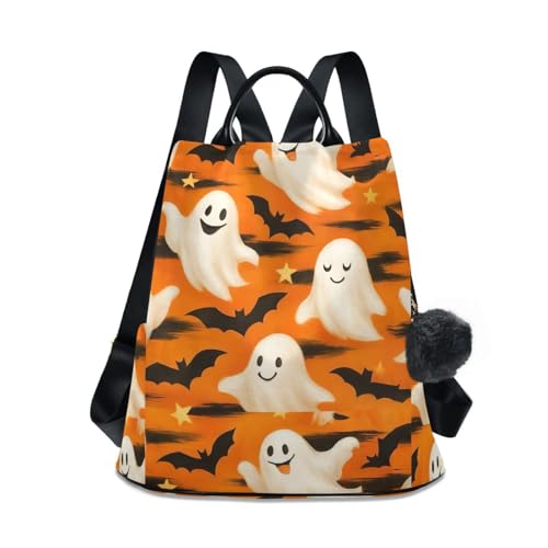 Sac à dos femme fantômes blancs chauve-souris imprimé floral et plusieurs poches