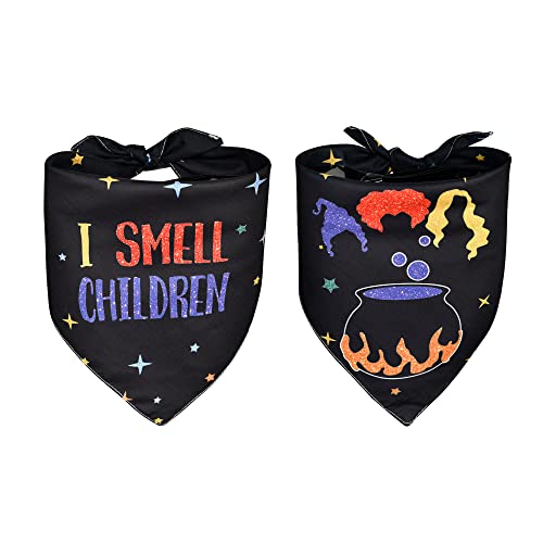 Avoin Colorlife Halloween I Smell Children Dog Bandana 2 Pcs, 30X20X20 Inch Adjustable Sanderson Sisters Holiday Party Triangle Reversible Pet Scarf For Small Medium Large Dogs #TOP12
