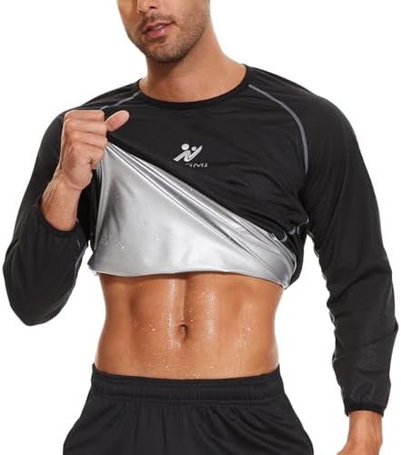 NINGMI Sauna Jacket Men Sweat Shirt Gym Workout Jacket Fitness Boxing Exercise Long Sleeve Sauna Sweat Suits