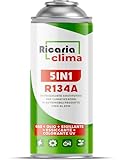 Ricaria Clima 5 en 1 – Refrigerante sustituto R134a XL para Aire Acondicionado de Coche con Aceite, sellador de Fugas, trazador UV y deshidratante – Protege el compresor – 235 g Cada Lata