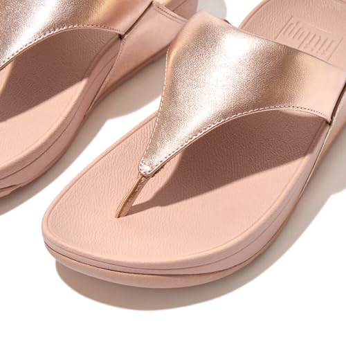 Image of FitFlop Women's Lulu Leather Toepost Sandal, Rose Gold - 4 M US