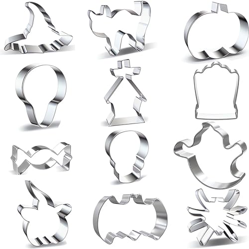 12 PCS Moldes Galletas Halloween, Moldes de Galletas, Cookie Cutter, Moldes Reposteria, Moldes Para De para hornear con niños (Halloween)