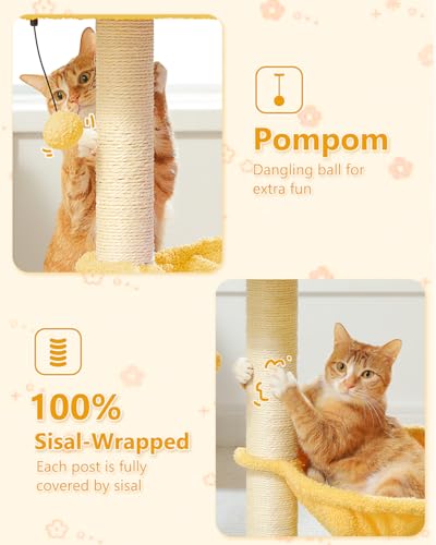 Árbol para Gatos MUTTROS 28" con Hamaca y Rascador Amarillo miniatura 6