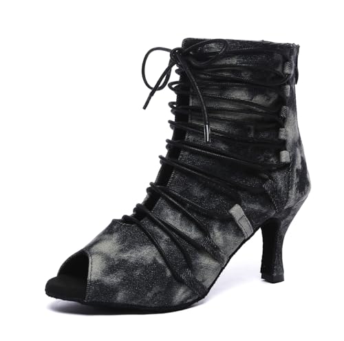 Chaussures de danse latine pour femme à lacets ouverts pour entraînement