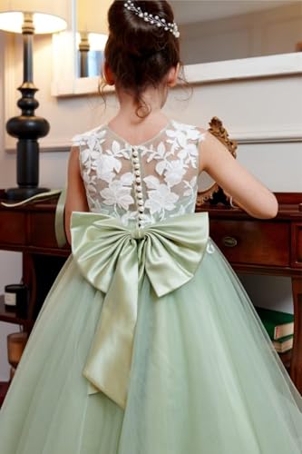Sleeveless Flower Girl Dress with Bow Knot 2025 Sleeveless V Neck Formal Ball Gowns3