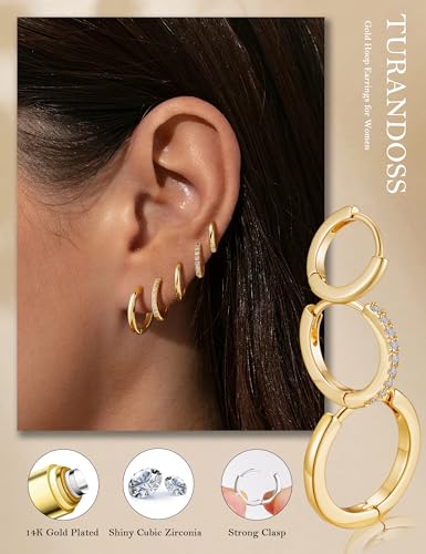 Turandoss Hypoallergenic Small Gold Huggie Hoop Earrings for Women Girls - image 3