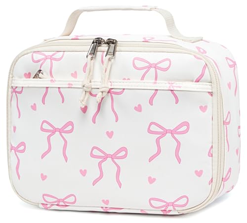 LOIDOU Insulated Lunch Bag for Kids Girls, Cute Bow Insulated Lunch Box Bag for Toddler, Womens Small Lunch Tote, Lunch Box Containers for School Work...