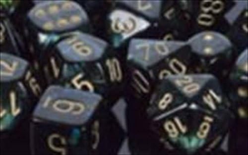 Chessex Manufacturing 27615 16 mm Scarab Jade with Gold Numbers D6 Dice Set of 12